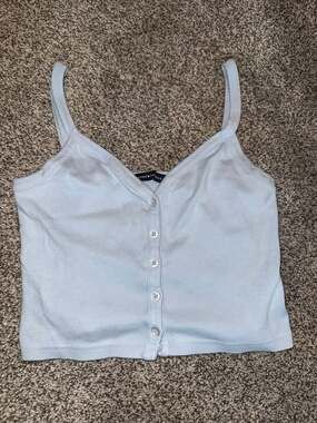 Brandy Melville Light Blue Ribbed Button-Down Tank Top